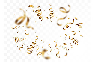 Gold confetti, serpentine ribbons, an Object Illustration by Zaie
