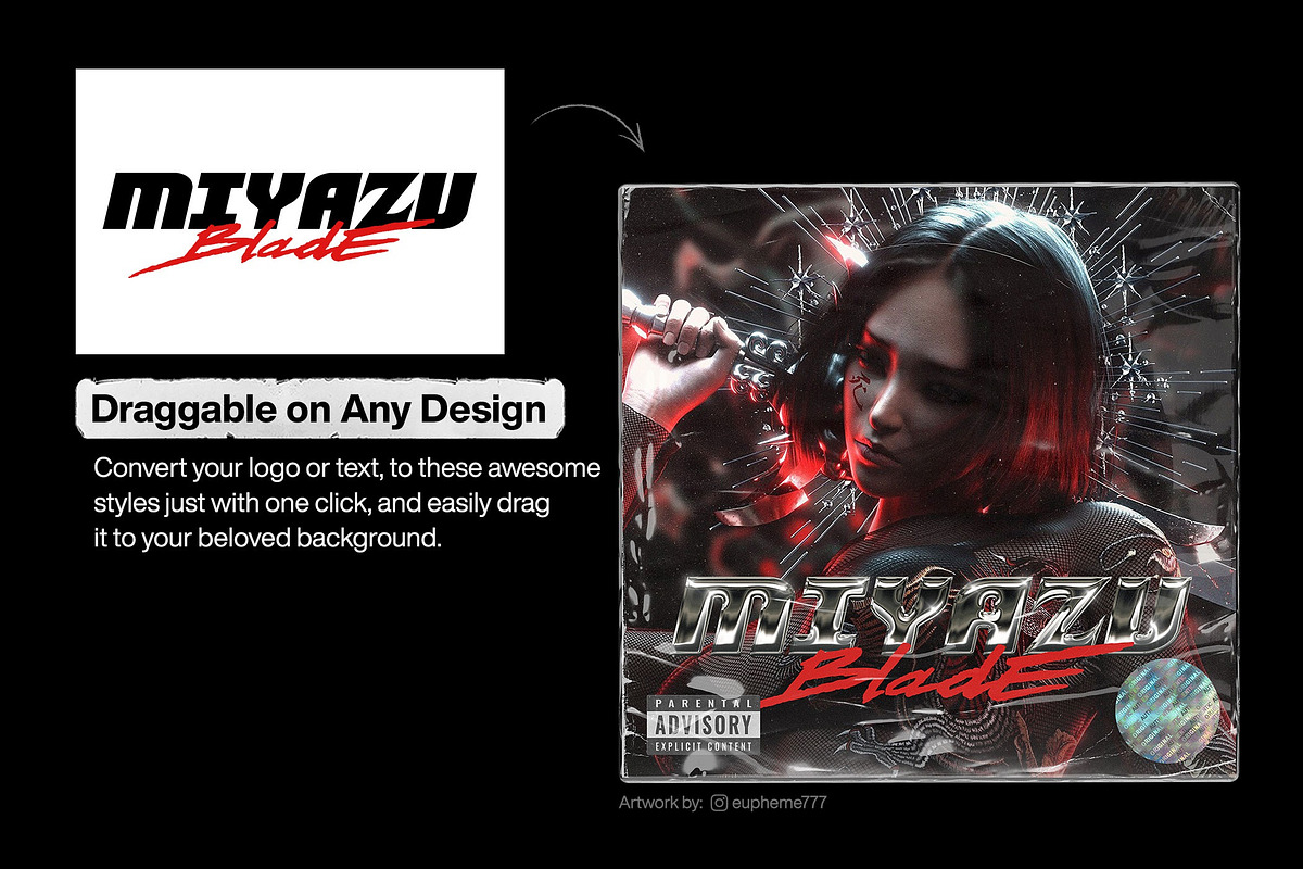 Y2K Chrome Text Effects, a Layer Style Add-On by Hyperpix Productions (Photo 7 of 16)