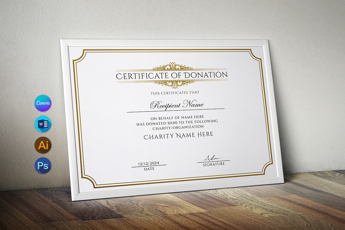 Donation Certificate, a Stationery Template by DesignDevisers (Photo 1 of 10)