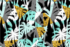 Golden Palm. 8 Seamless Patterns.