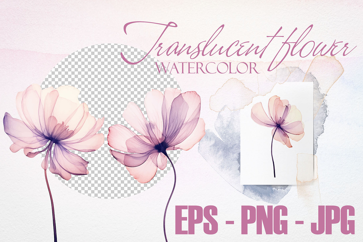Watercolor Translucent Flower Vector, a Pattern Graphic by Deckar_art (Photo 2 of 5)