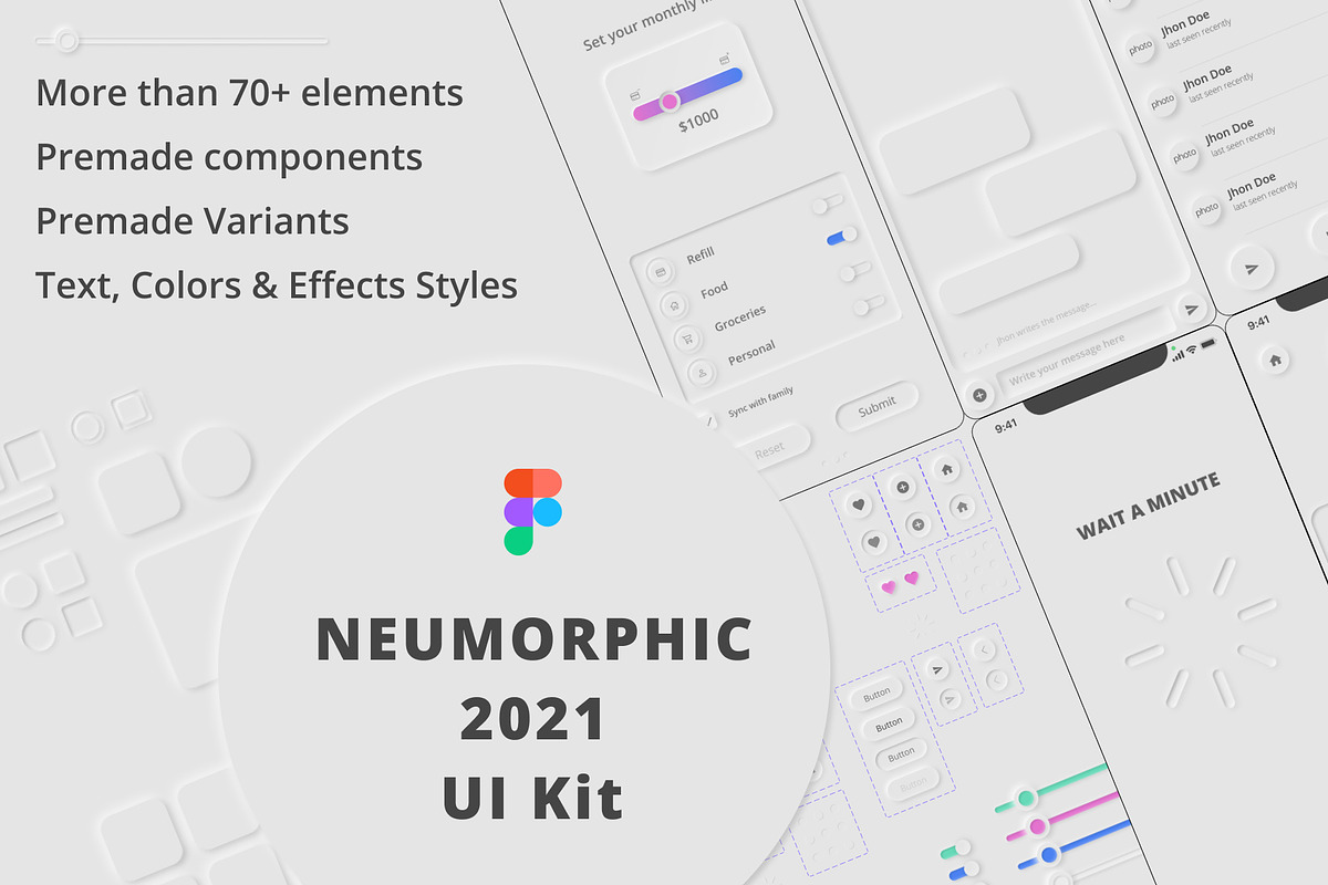 Neumorphic 2021 UI Kit for Figma, an UI Kit Template by Troyan Studio (Photo 1 of 4)