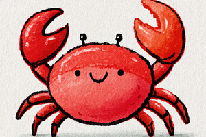 Cute red crab doodle illustration, an Animal Photo by José Manuel Gelpi