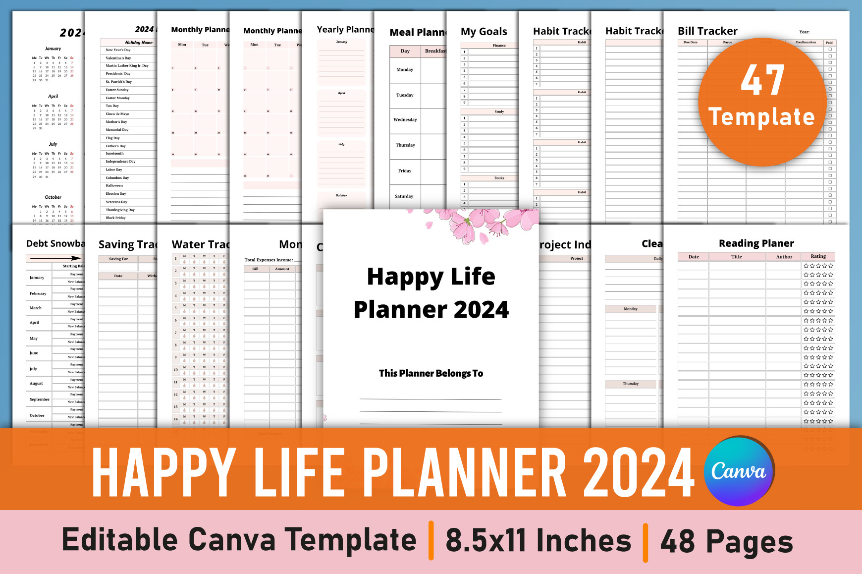 Happy Life Planner 2024 Canva