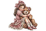 Girl With Teddy Bear Clipart PNG, a Person Illustration by Memories By Lea (Thumbnail 17 of 20)