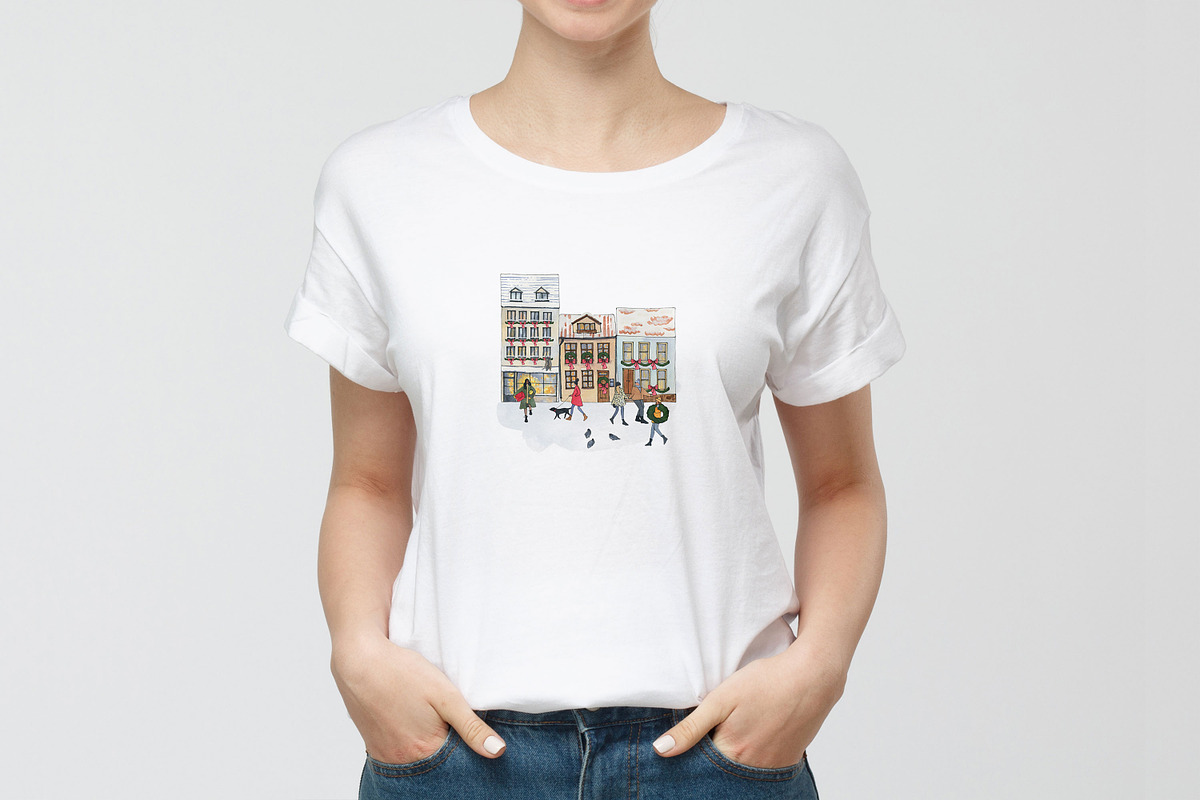 Winter town Christmas house clipart, a Person Illustration by LyubovZaytseva (Photo 22 of 23)