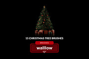Christmas tree photoshop brushes, a Brush Add-On by Walllow Creatives (Thumbnail 1 of 3)