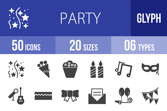 50 Party Glyph Icons