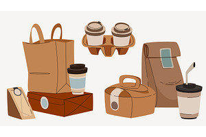 Eco friendly takeaway paper package, a Food Illustration by art PVP - market