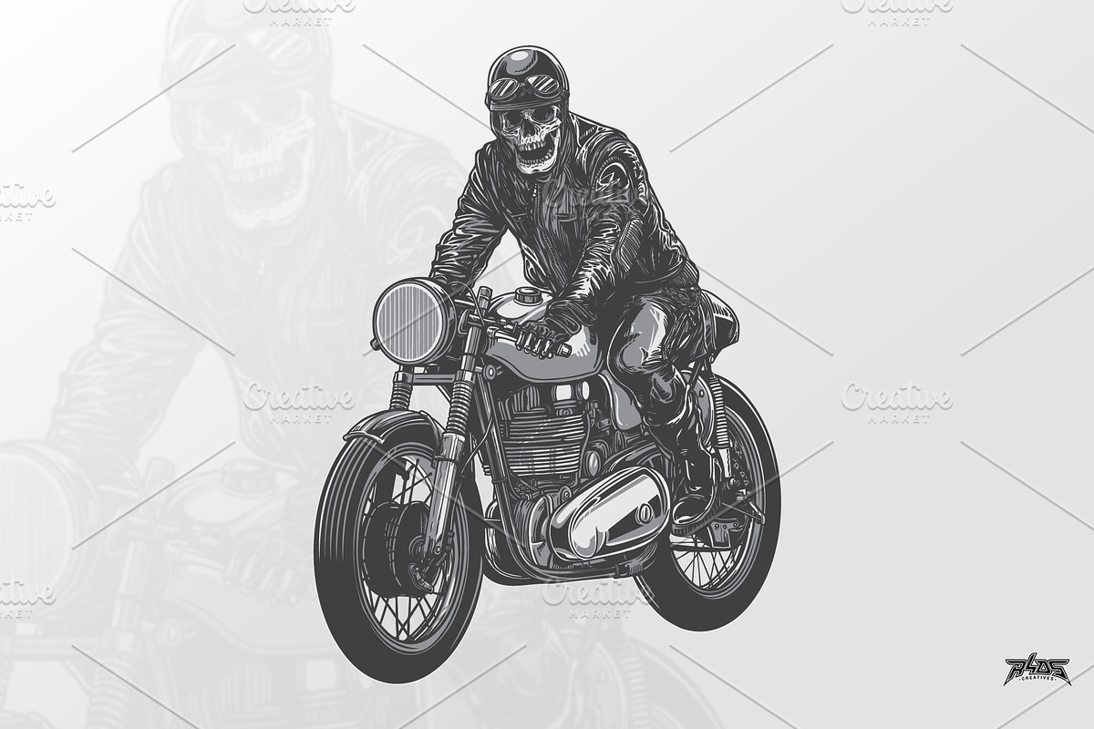 Biker Skull Vector, an Illustration by R4DS