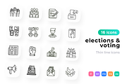 Elections & Voting 16 Thin Line Icon, an Outline Icon by Alex Blogoodf (Thumbnail 1 of 5)