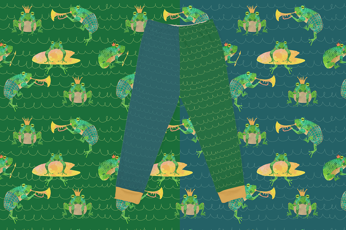 Cute Frogs Patterns Watercolor, a Pattern Graphic by watercolor kamill (Photo 8 of 10)