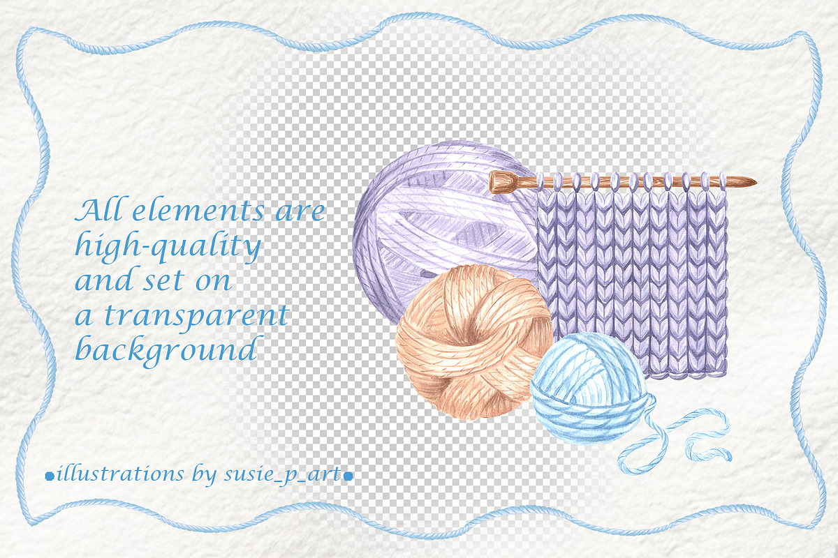 Whimsical threads watercolor clipart, a Decorative Illustration by susie-p-art (Photo 4 of 14)