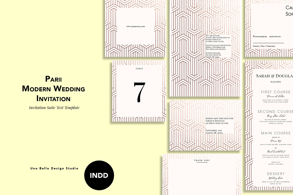 Parii Modern Wedding Stationery, an Invitation Template by Uno Bello Design Studio (Photo 1 of 5)