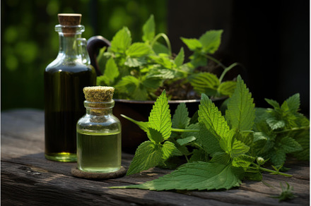 Fragile Nettle oil glass bottles, a Nature Photo by Ylivdesign