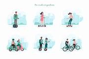 People riding eco electric transport, a Person Illustration by Anna Summer (Thumbnail 5 of 9)