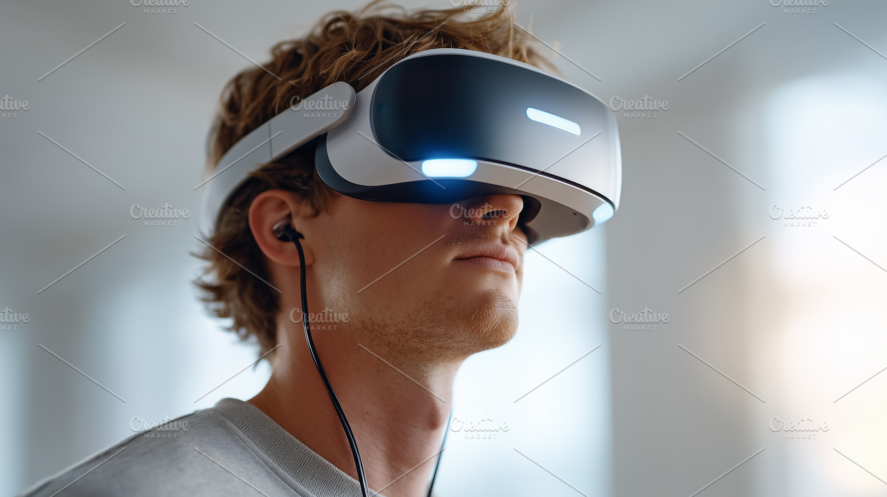 Young man experiencing VR, a Technology Photo by MistyDay