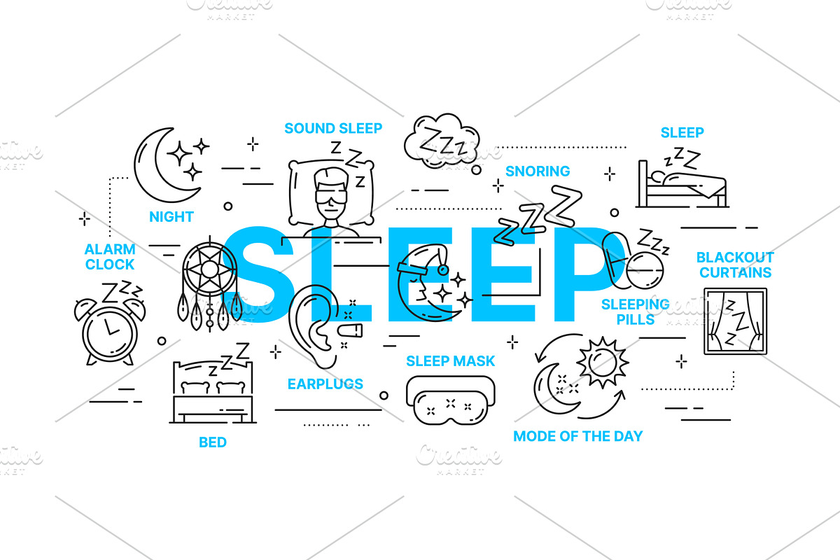 Sleeping infographics, healthy sleep, a Healthcare Illustration by Vector Tradition