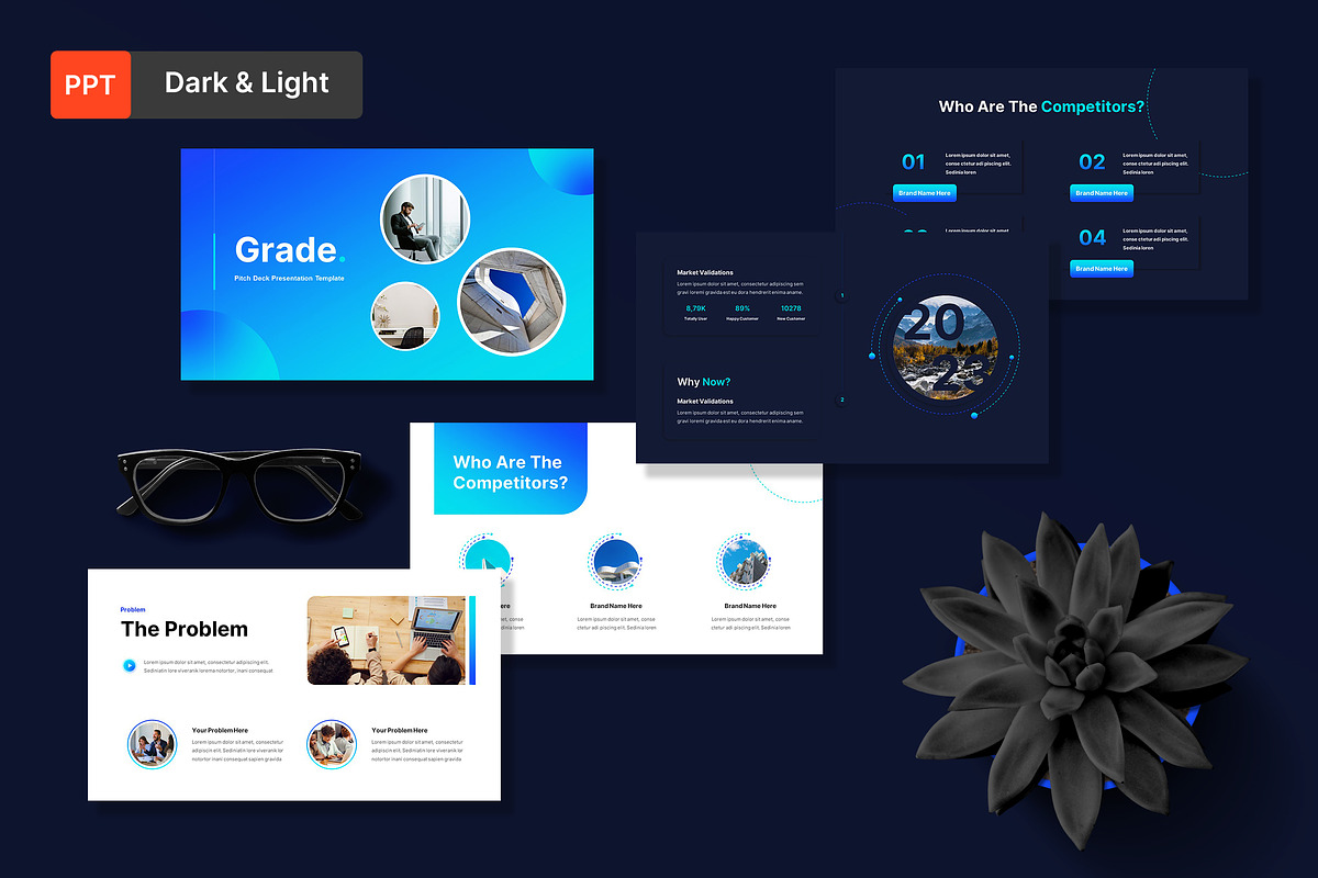 Grade Pitch Deck Powerpoint Template, a Presentation Template by BumbleGraph Studio (Photo 1 of 9)