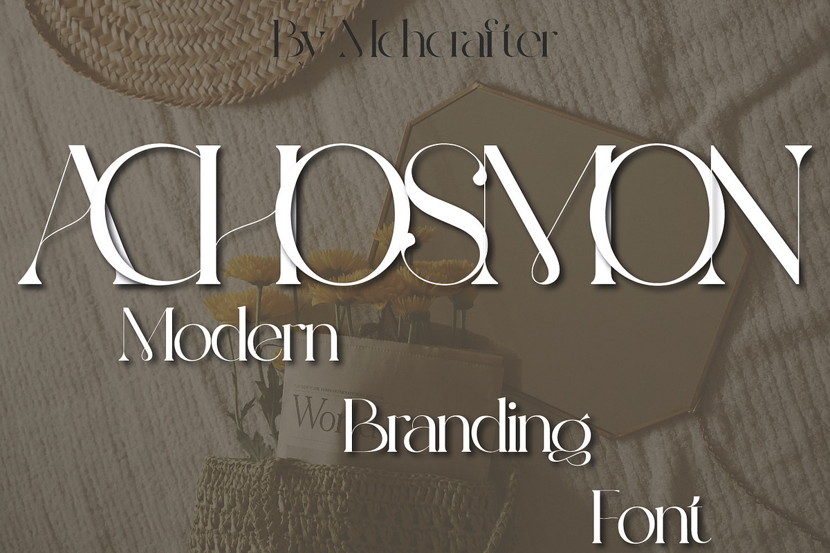 ACHOSMON | Modern Branding Typeface, a Serif Font by MchCrafter (Photo 1 of 7)