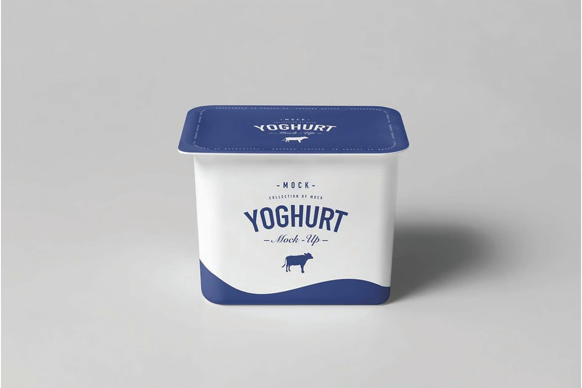 Plastic Square Yoghurt Box Mockup, a Packaging Mockup by DesignRushMarket (Photo 1 of 2)