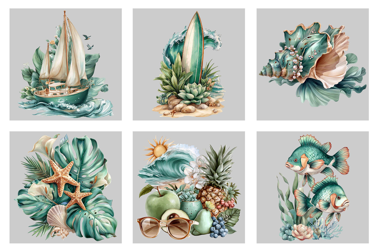 Whimsical Summer Clipart, an Illustration by Black Bird Studio (Photo 3 of 5)