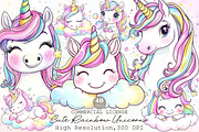 Cute Rainbow Unicorns Clipart, an Illustration by Sublimation Artist (Thumbnail 1 of 6)