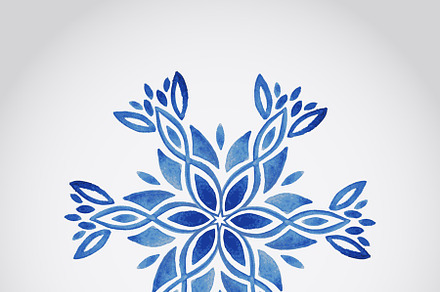 Vector Watercolor Snowflake preview 2