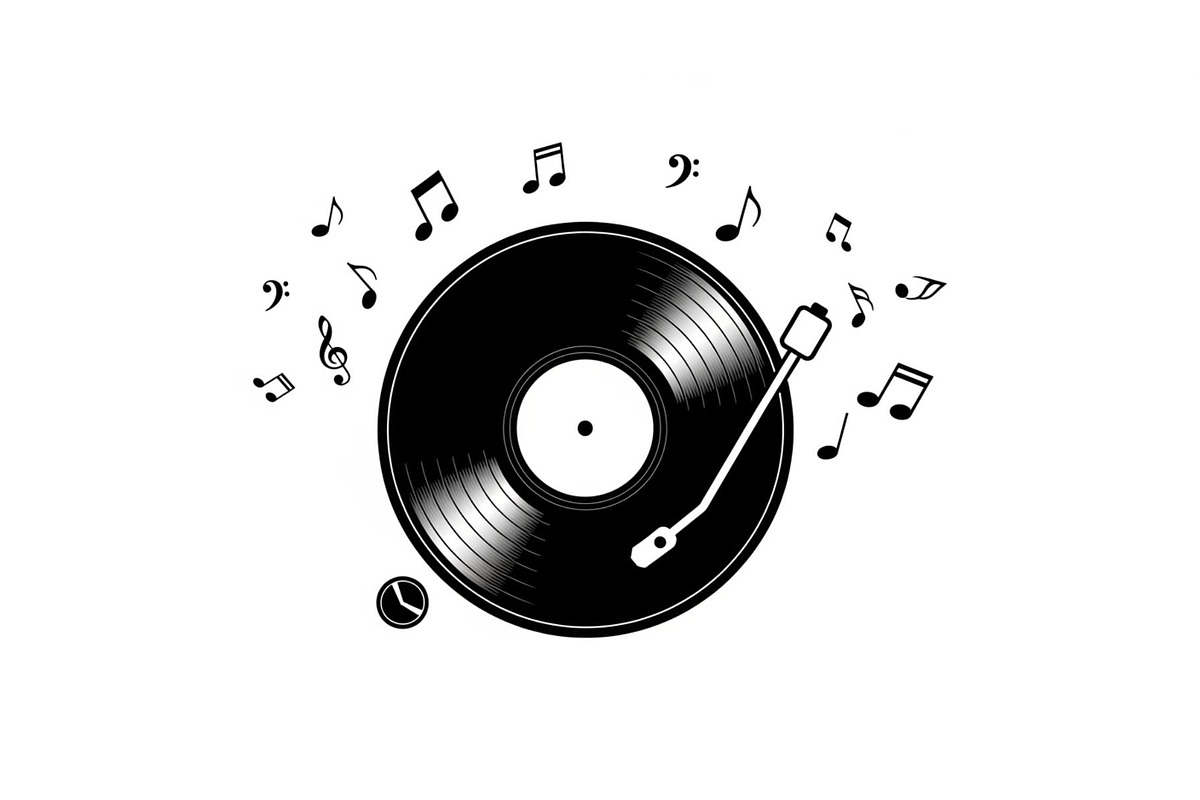 Vintage Vinyl Record & Turntable Bun, an Illustration by Creativeshirt (Photo 29 of 31)