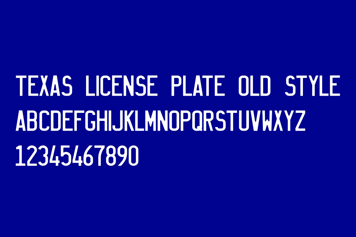 Texas Old style license plate font, a Sans Serif Font by frizio (Photo 3 of 4)