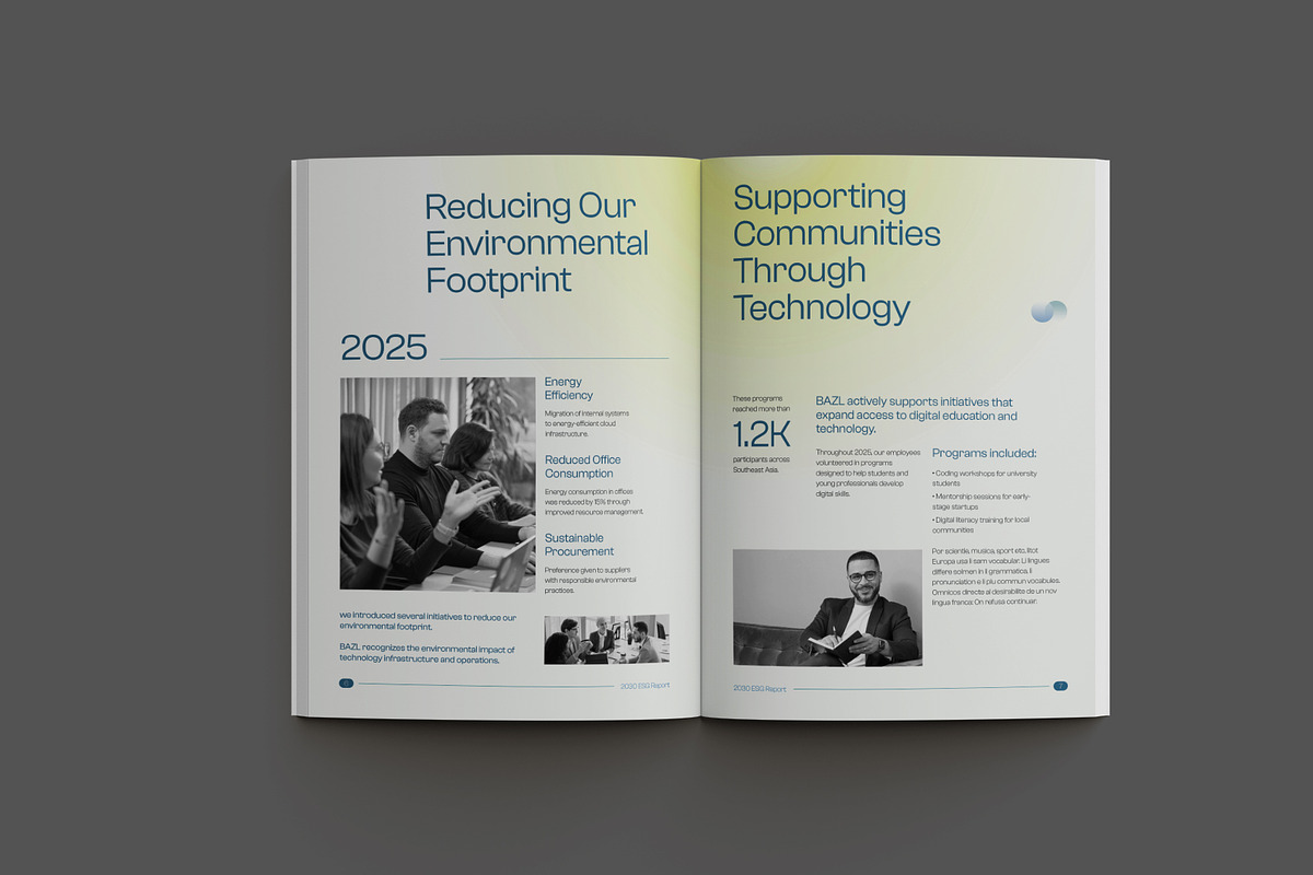 Minimal Gradient ESG Impact Report, a Brochure Template by Neermana (Photo 8 of 11)