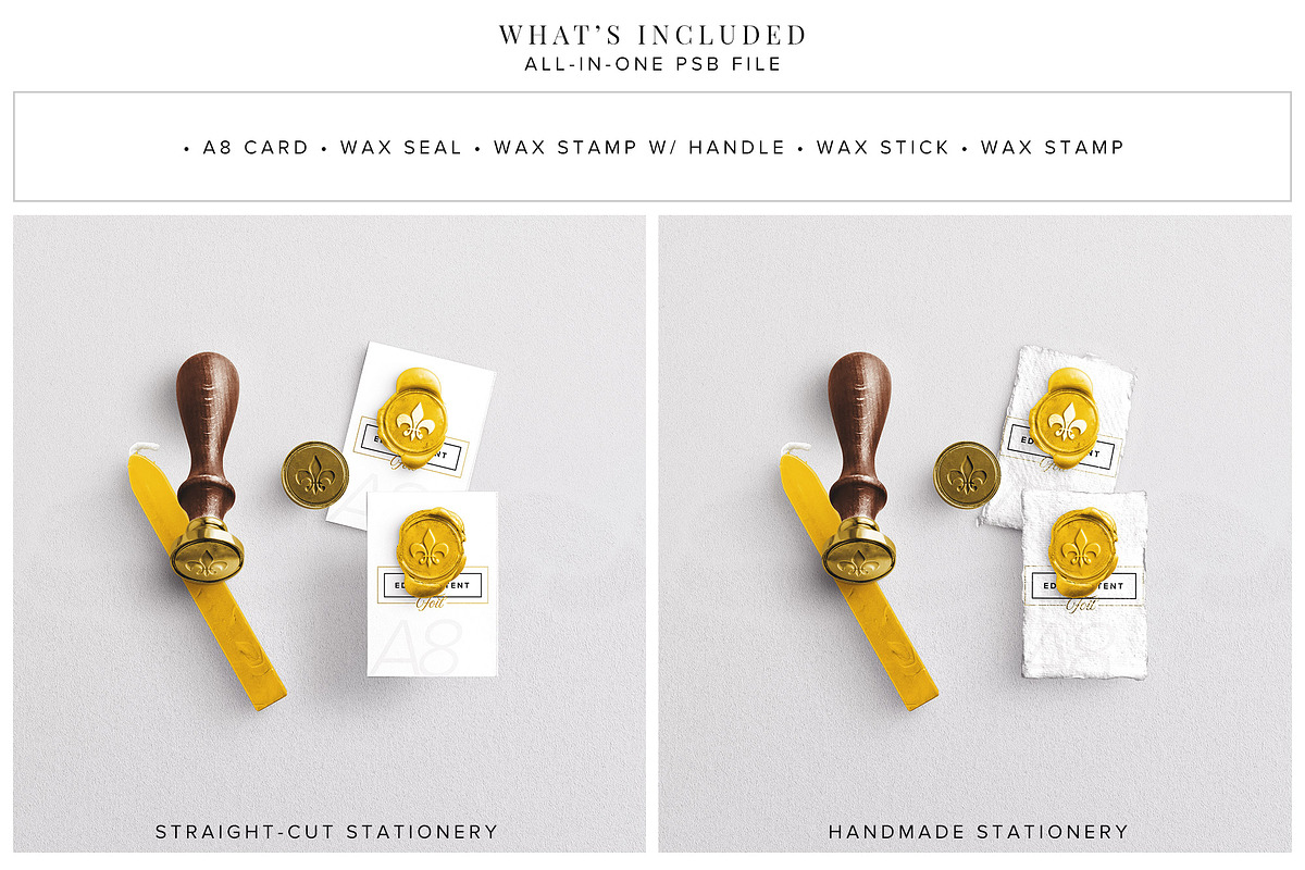 Wax Stamp & A8 Card Mockup, a Print Template by Custom Scene (Photo 2 of 7)