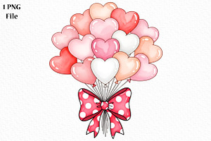 Valentine Heart Balloons PNG, an Illustration by Canvas Craft