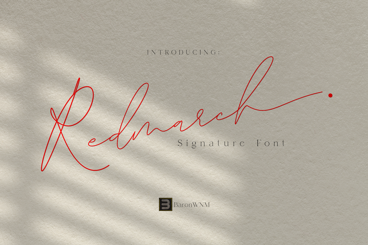 Redmarch, a Script Font by BaronWNM (Photo 1 of 9)
