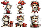Whimsical Valentine Cat Clipart Bund, an Illustration by Daily.Designs (Thumbnail 7 of 8)