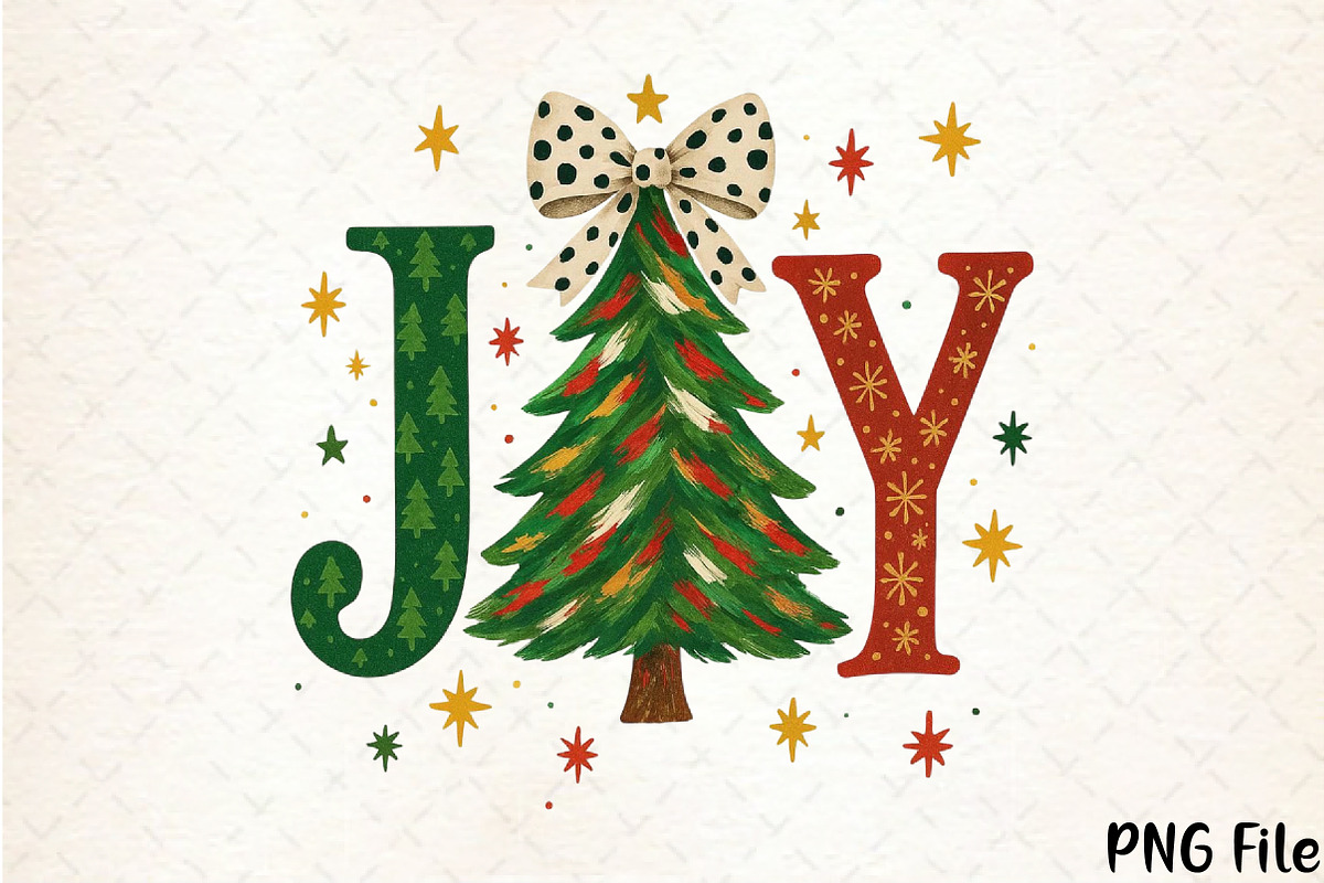 Joy Christmas Sublimation Png, a Seasonal Illustration by YA Design (Photo 1 of 4)
