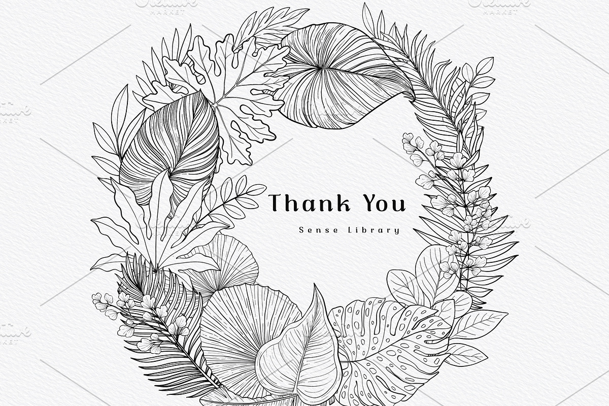 “Charm” Tropical Leaves Lineart, an Illustration by Sense Library (Photo 23 of 23)