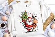 Christmas Santa & Reindeer Clipart, a Seasonal Illustration by CreationArt (Thumbnail 2 of 5)