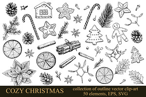 Black and white Christmas clip-art