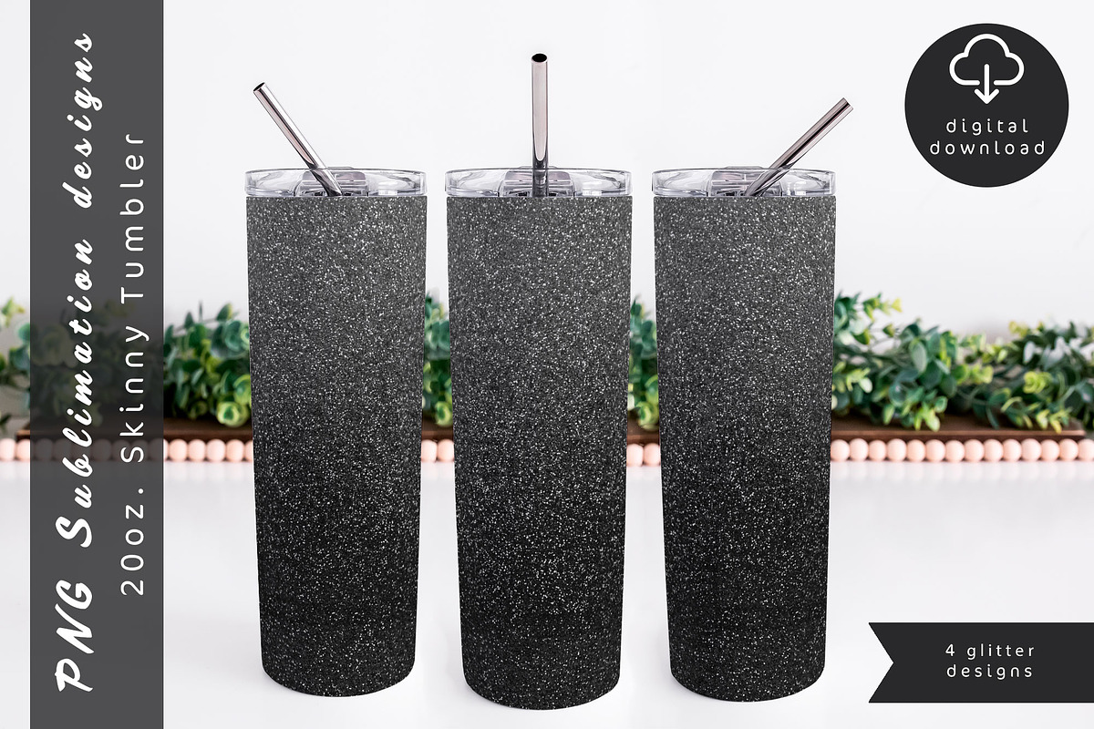 Silver glitter 20oz Skinny Tumbler, an Object Graphic by AnastasiaWatercolor (Photo 3 of 6)