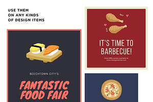 24 Food Illustrations Vector