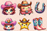 Kawaii Cowgirl Sticker Clipart, an Illustration by Designworld (Thumbnail 3 of 6)