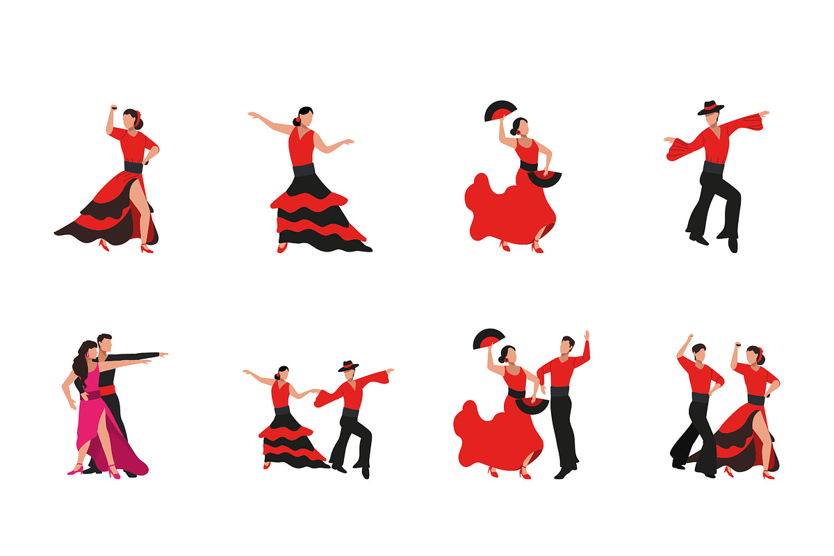 Flamenco Dancers Illustration Set