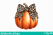 Leopard Coquette Bow Pumpkin, an Illustration by Watercolor design (Thumbnail 1 of 3)