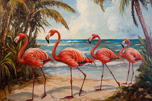 Flamingos gracefully walk along the, a Photo by Iftikhar Alam
