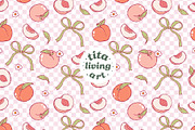 Peach Gingham Seamless Pattern, a Food Illustration by TitaLivingArt (Thumbnail 1 of 10)