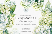 Hydrangeas Dreaming - Watercolor, a Decorative Illustration by ThaismotaCreativeCo (Thumbnail 1 of 9)