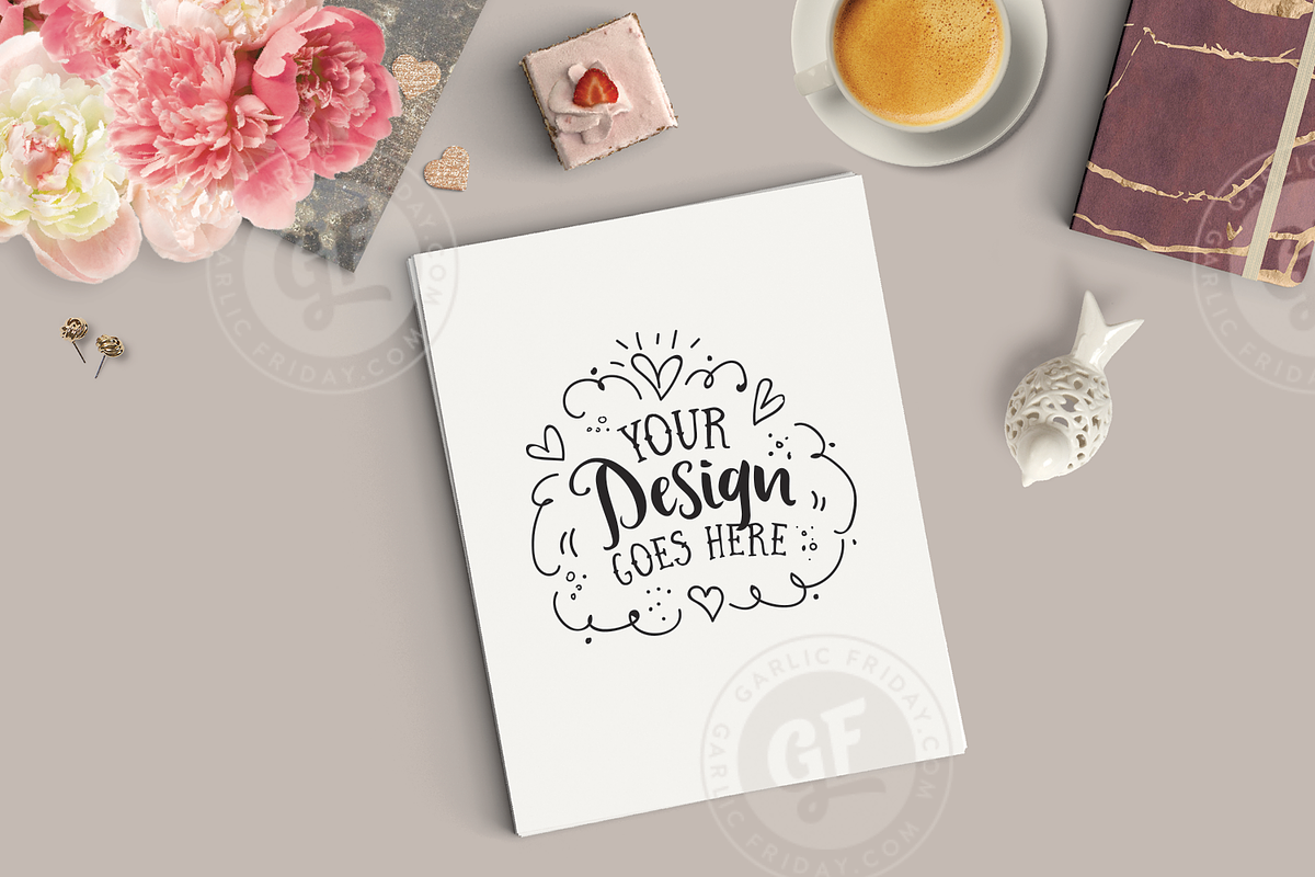 Feminine Style Stock Art Mockup, a Print Template by Garlic Friday Design