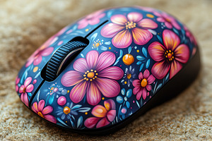 Colorful floral design on a computer, a Photo by Tanuart