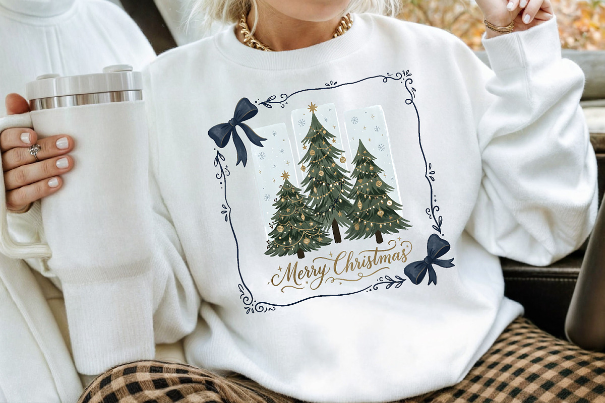 Merry Christmas Tree Blue Bow PNG, a Seasonal Illustration by Creative Art (Photo 3 of 3)